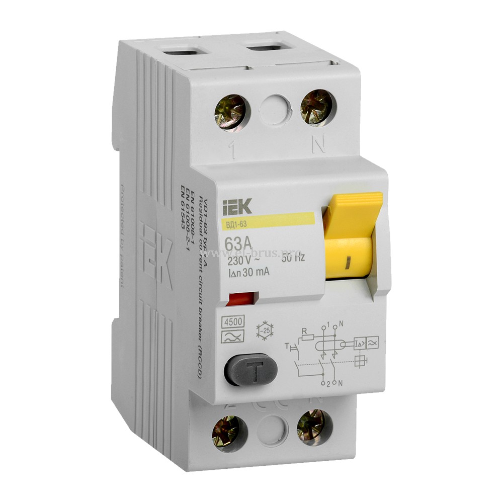УЗО IEK ВД1-63 63A 2P 30мA